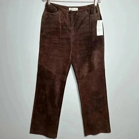 Margaret Godfrey Brown Genuine Leather Pants - Picture 1 of 14